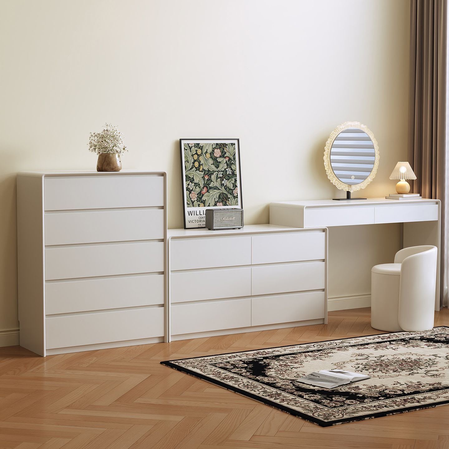 Spacious Dresser with Makeup Table Set.