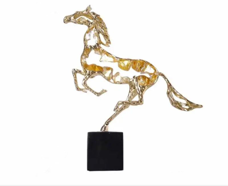 Metal Modern Handmade Resin Horse Statue for Home Wall Shelf Living Room Decoration