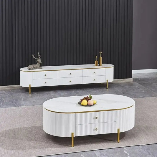 Modern White Living Room Tables Set.