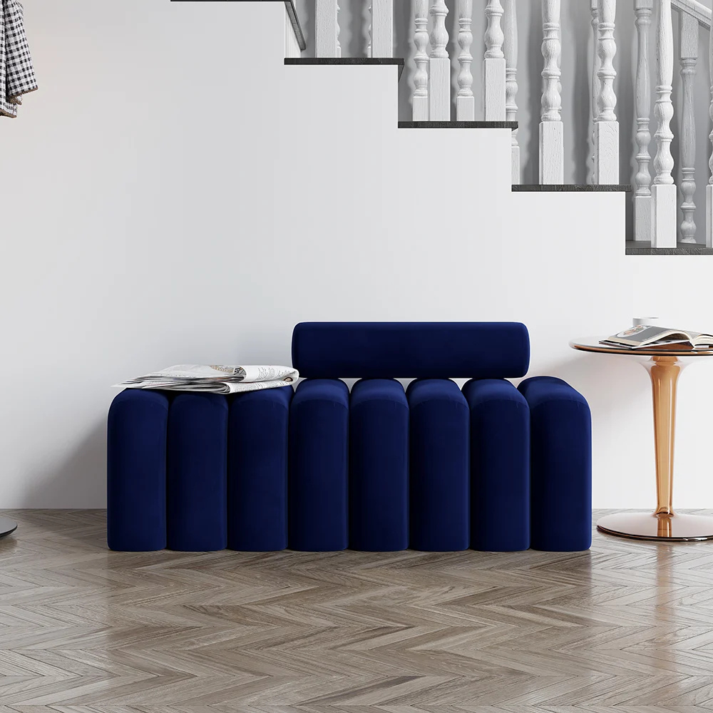Upholstered Fabric Seating Bench.