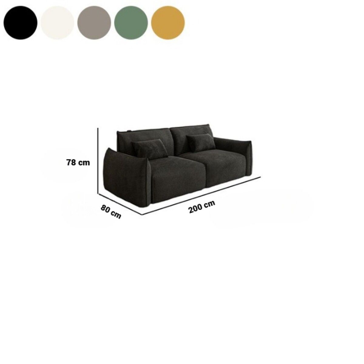 Modern Modular Fabric 2-Seater Sofa.