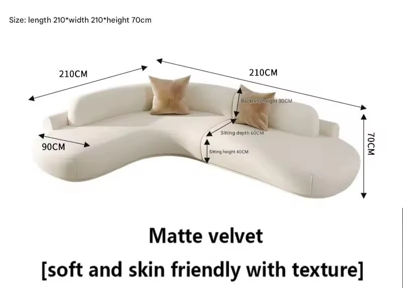 Modern High-End L-Shaped Corner Sofa Curved Edges.
