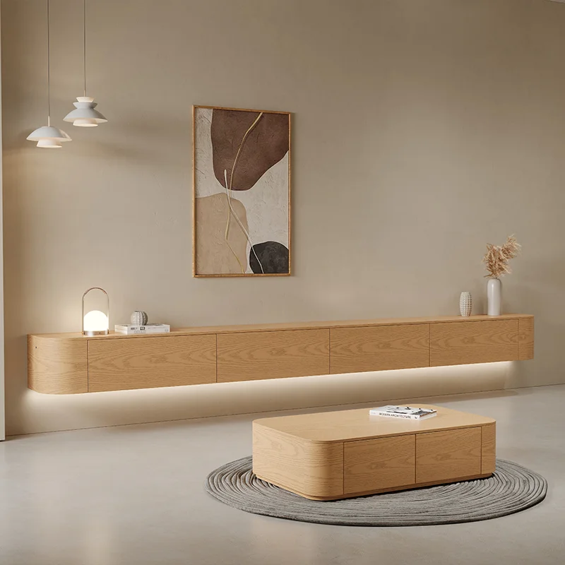 Wooden Table Set, Wall Mounted Tv Unit with Matching Coffee Table.