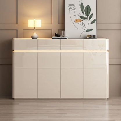 Modern Sleek Creamy Shoe Storage Cabinet with Warm Sense Light.