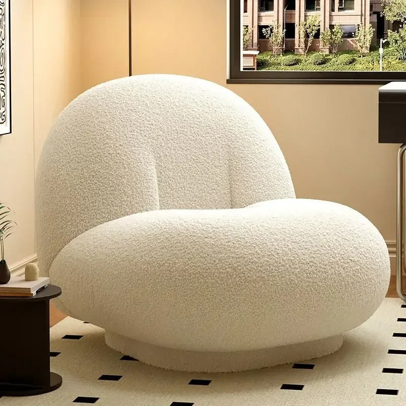 Cloud Design Lamb Wool Fabric Lazy Sofa Chairs.