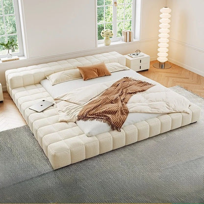 Modern Upholstered Low-Profile Bed.