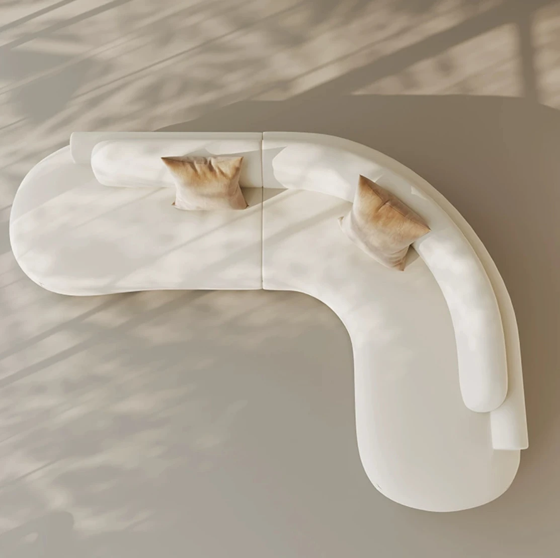 Modern High-End L-Shaped Corner Sofa Curved Edges.