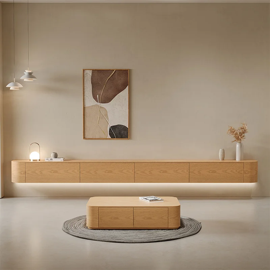 Wooden Table Set, Wall Mounted Tv Unit with Matching Coffee Table.