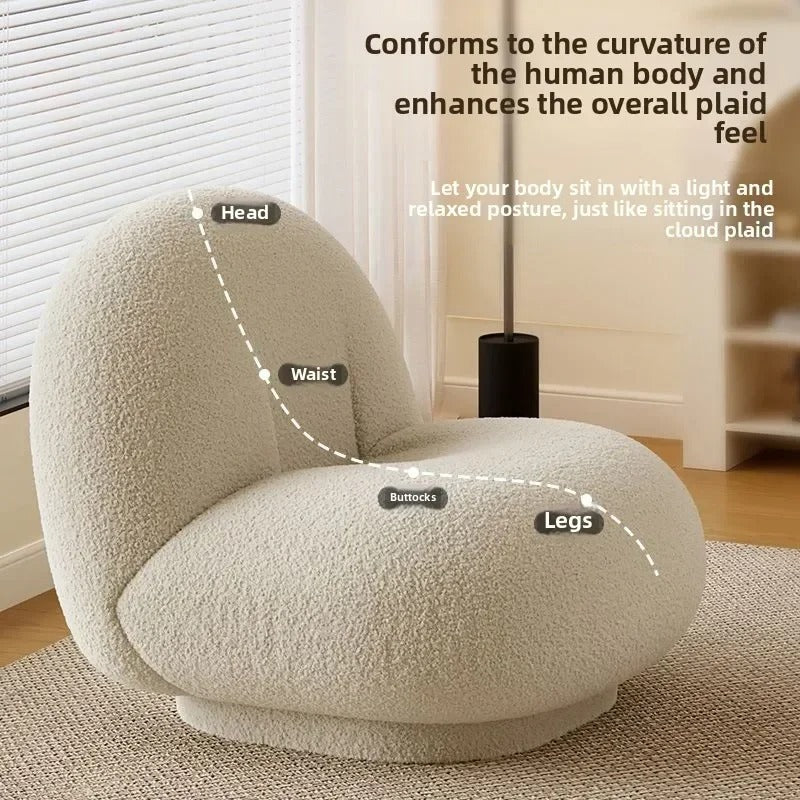 Cloud Design Lamb Wool Fabric Lazy Sofa Chairs.