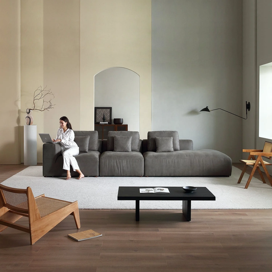 Living room Comfy Couch Featuring One Side Armrest.