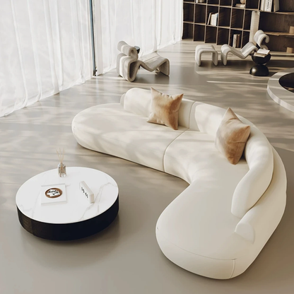 Modern High-End L-Shaped Corner Sofa Curved Edges.