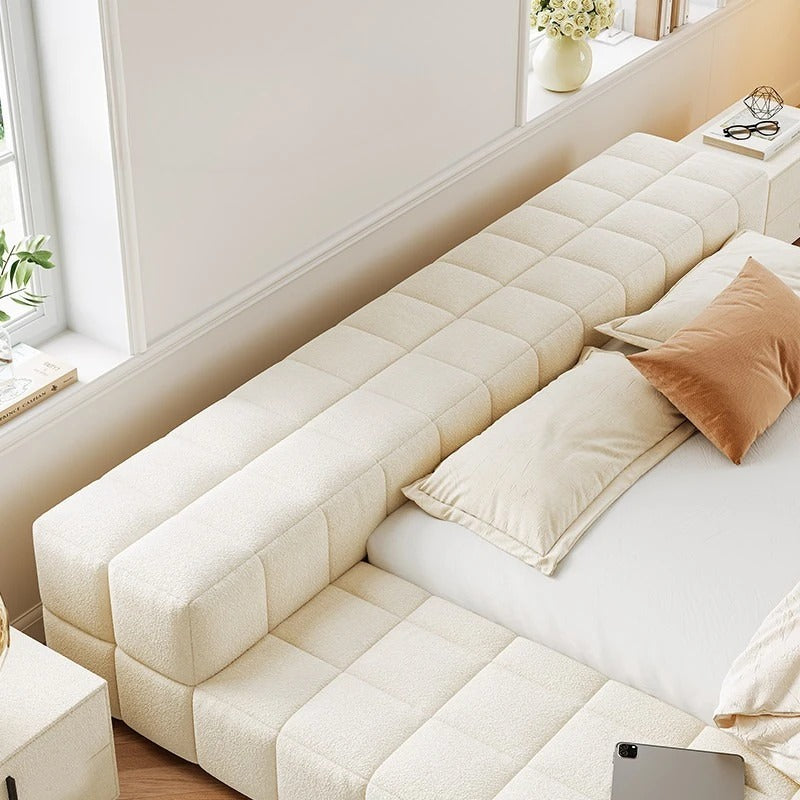 Modern Upholstered Low-Profile Bed.