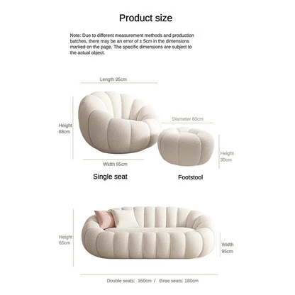 Living room Sofa Set, Trendy Pumpkin Design, Boucle Upholstery.