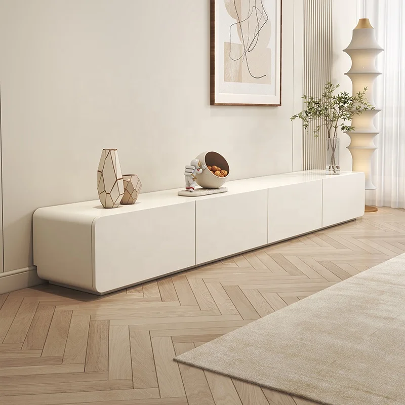 Sleek White Living Room Table Set.