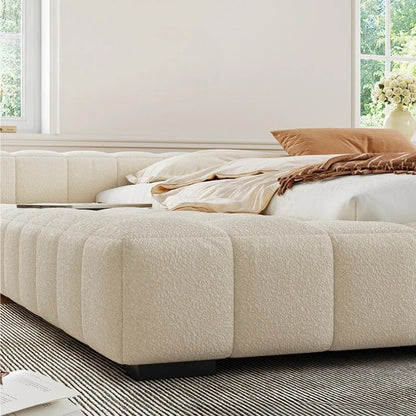 Modern Upholstered Low-Profile Bed.