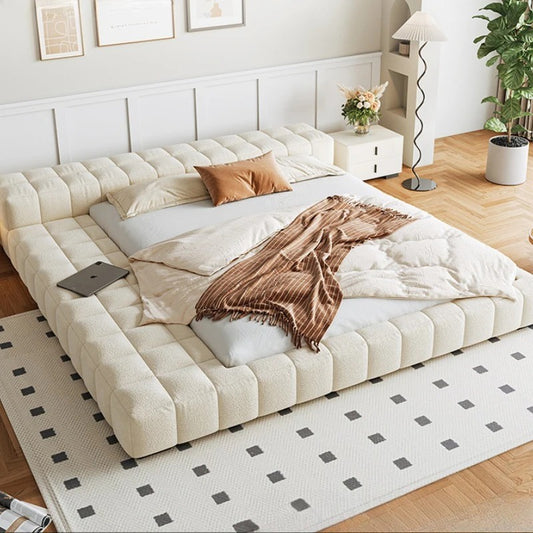 Modern Upholstered Low-Profile Bed.