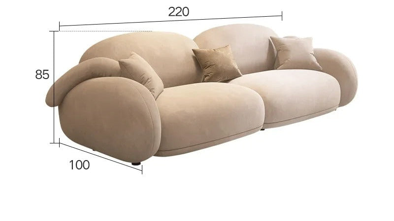 Atlas Living Room Cloud Sofa Fully Upholstered in Velvet.