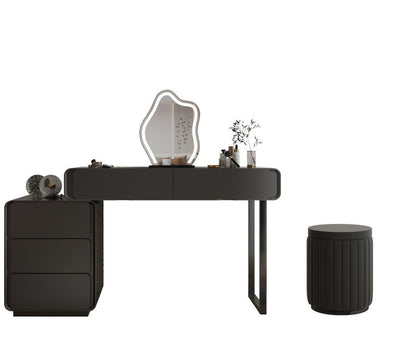 Stylish Dressing Table with Mirror and Stool, Black Vanity Table Set.