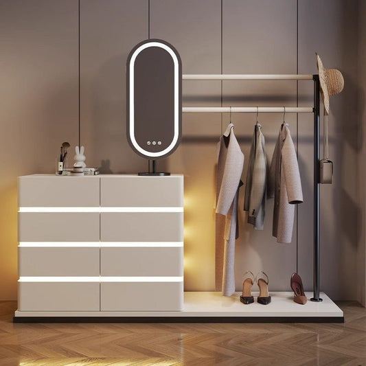 Modern Multi-Functional Dressing Table Chest Drawers, Clothes Hanger and Mirror.