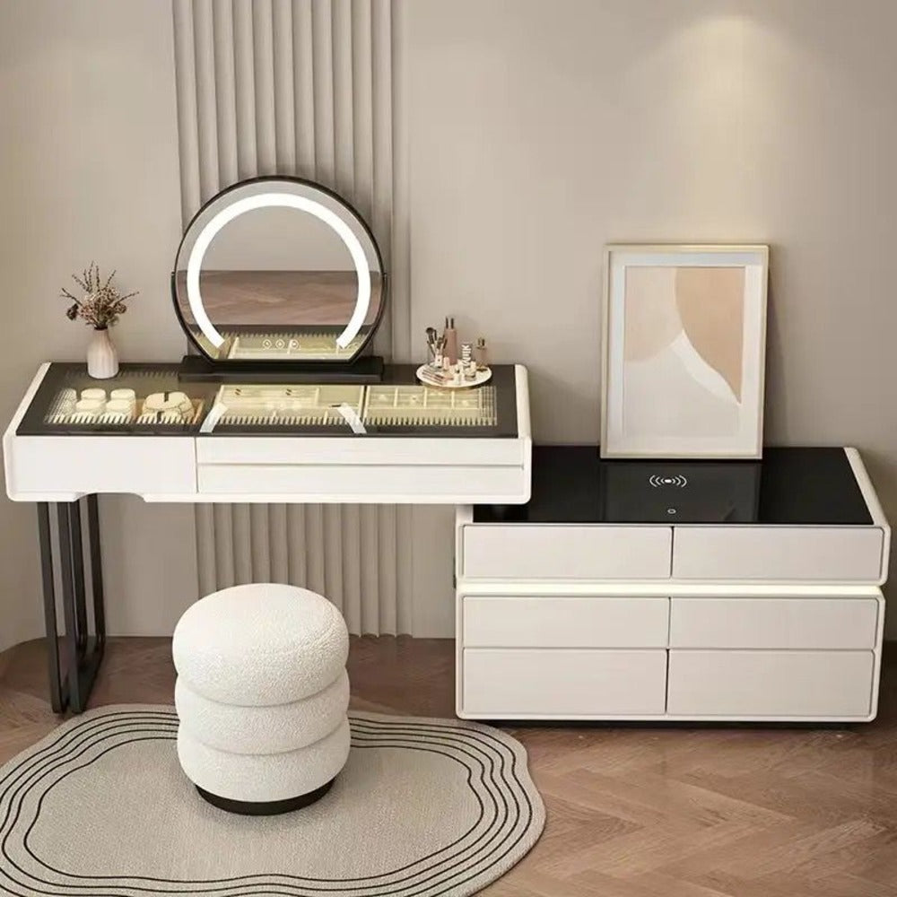 Dressing Table with Mirror and Bench, Women's Vanity Table.