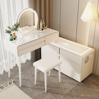 Smart Vanity Dressing Table with LED lighted Makeup Mirror and Smart Side Cabinet