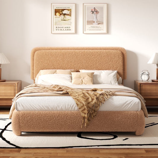 Elite Dream Upholstered Platform Bed Soft Rounded Corners.
