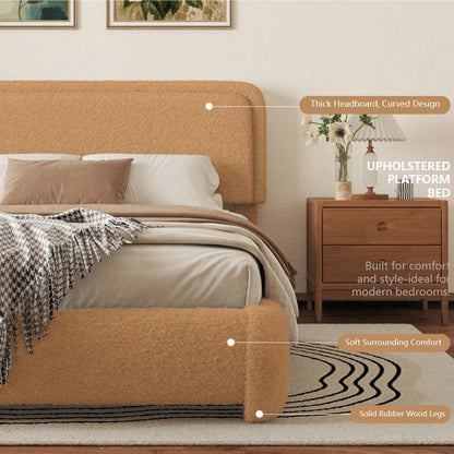 Elite Dream Upholstered Platform Bed Soft Rounded Corners.