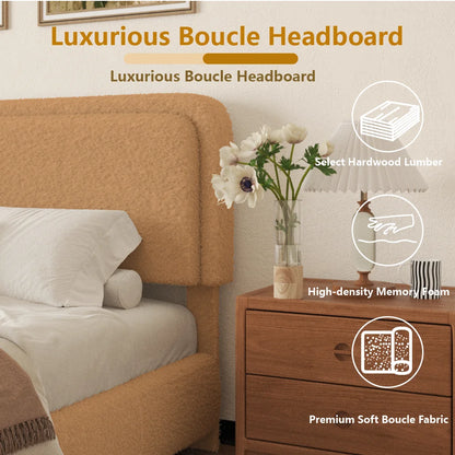 Elite Dream Upholstered Platform Bed Soft Rounded Corners.