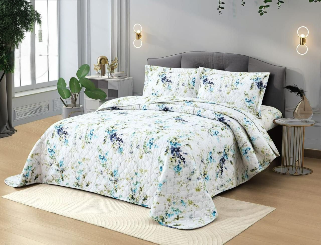 King Size Compressed Duvet Set, Flower Spring Patterned, 4 Pcs Set.