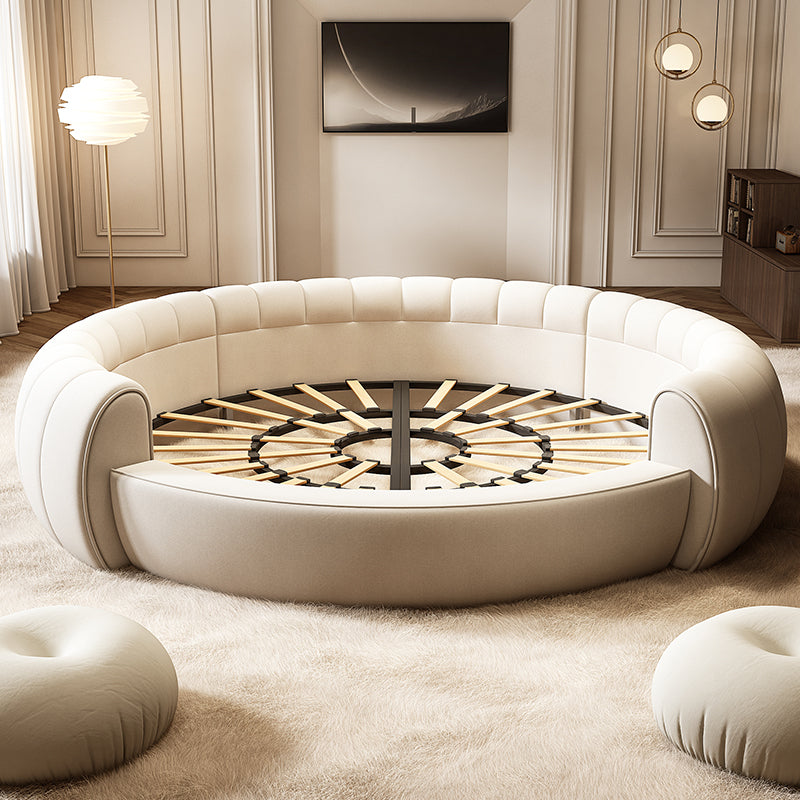 round circular upholstered bed