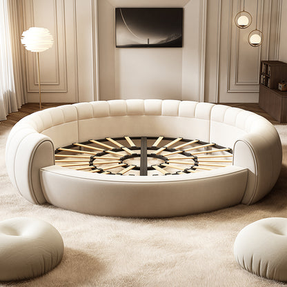 round circular upholstered bed