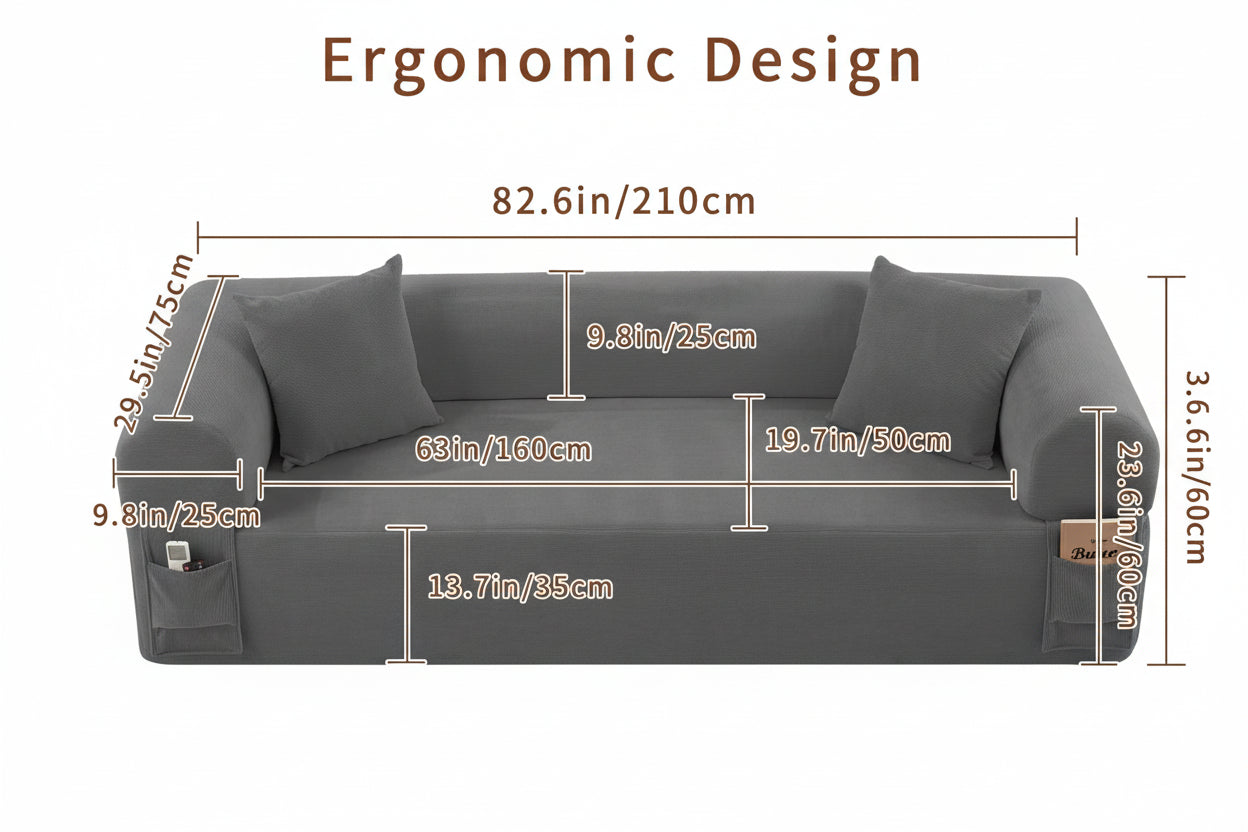 Cozy Sofa Couch with Side Pockets.