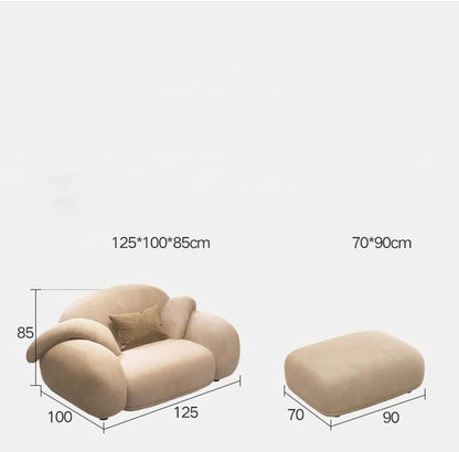 Atlas Living Room Cloud Sofa Fully Upholstered in Velvet.