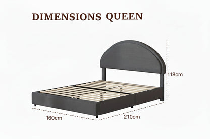 Half Moon Boucle Upholstered Bed Frame with Headboard.