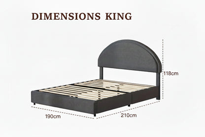 Half Moon Boucle Upholstered Bed Frame with Headboard.