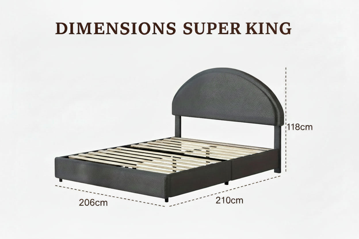 Half Moon Boucle Upholstered Bed Frame with Headboard.