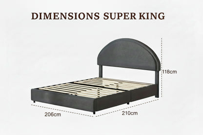 Half Moon Boucle Upholstered Bed Frame with Headboard.