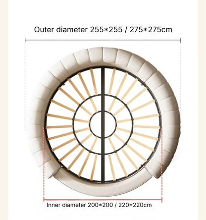 upholstered circular bed