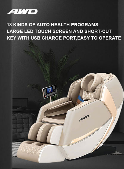 4D Massage Chair with SL-Track Technology, 18 kinds of Auto Programs - Yellow.