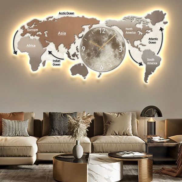 wall world map clock