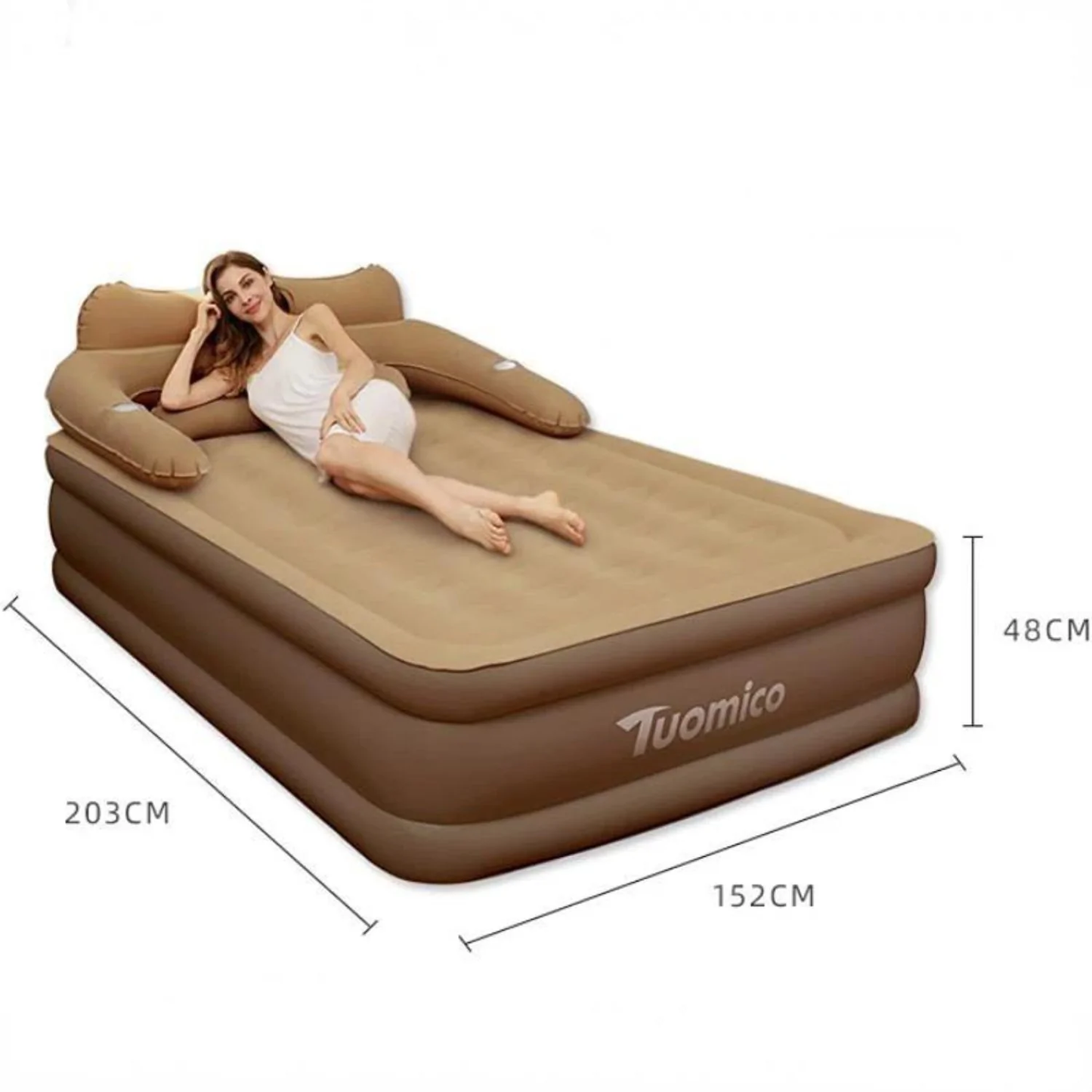 Inflatable Air Bed with Three-layer Thickened and External Electric Pump, 152 x 203 cm