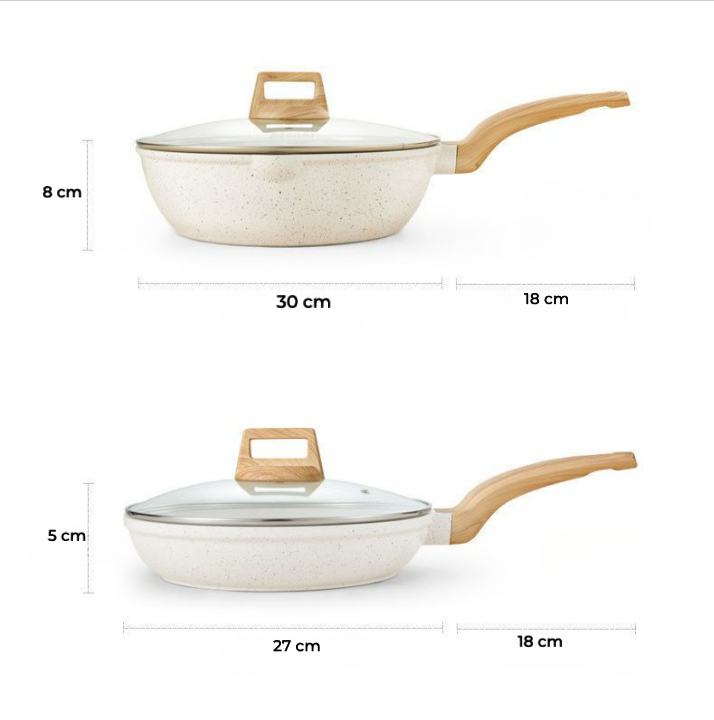 Menjo Cooking Set, Kitchen Essential Supplies Pot, Pan, Wok, Stock Pot. For Variety Cooking, Healthy Cooking, Non Stick, Easy to Clean, Fast Heating, Multi-purpose.