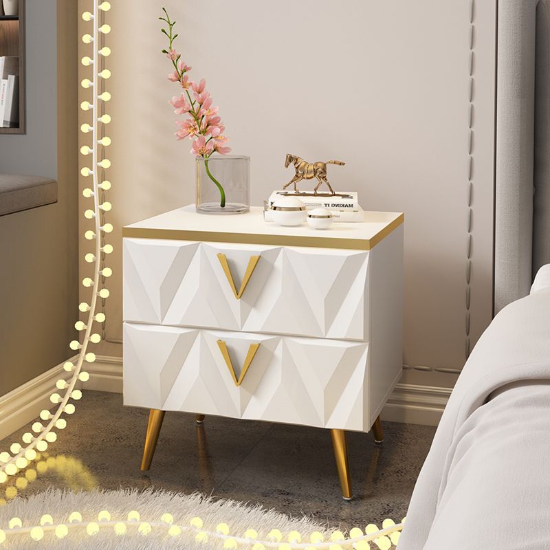 Light Luxury Bedside Table with Nordic net ins, Modern Bedside Table with Storage Drawers.