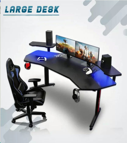 Gaming Desk Table With RGB light, Computer Desk, Cup Holder and Headphone Hook Gamer Workstation Game Table.