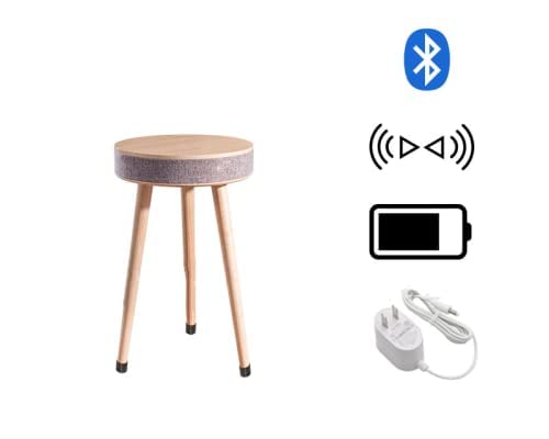 Modern Smart Table with Built in 360° Bluetooth Speaker & Wireless QI Charger with Modern LED sensor light.