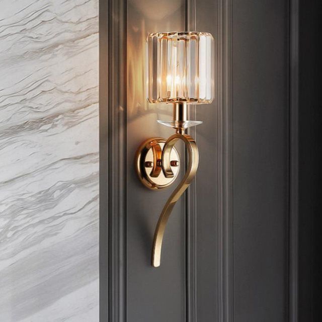 Wall Sconces, Attractive Wall Lamps Decoration, Gold Titanium Base and Modern Crystal Wall Light.