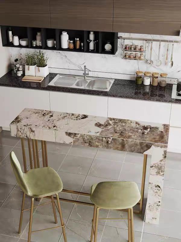 Light Luxury Bar Table with Two Chairs, Bar counter 160W cm,.