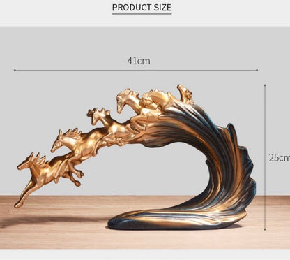 Horse Statue for Home décor, Wall Shelf Living Room Decoration, Handmade Resin Sculpture for Home Decor.