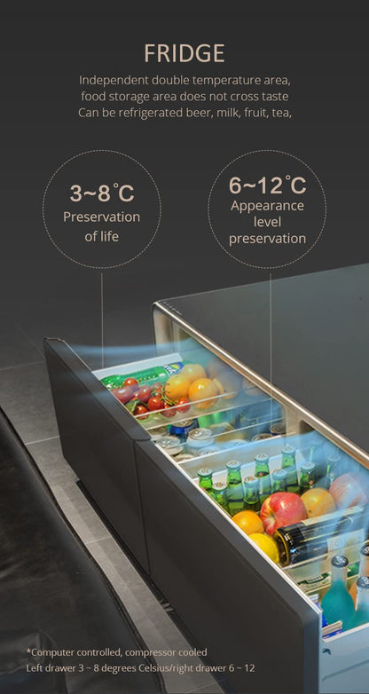 Smart Touch Table With Two Refrigerating Doors, Supports Bluetooth, Music Player, USB Charger.