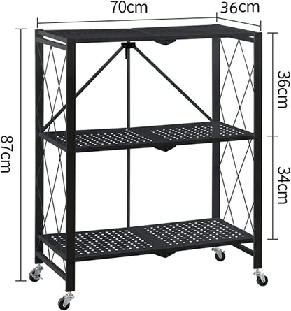 Foldable Storage Organizer 5 Tier, Kitchen Cabinet Storage Rack, Multipurpose Rack for Living Room Bedroom Kitchen Garage Black.